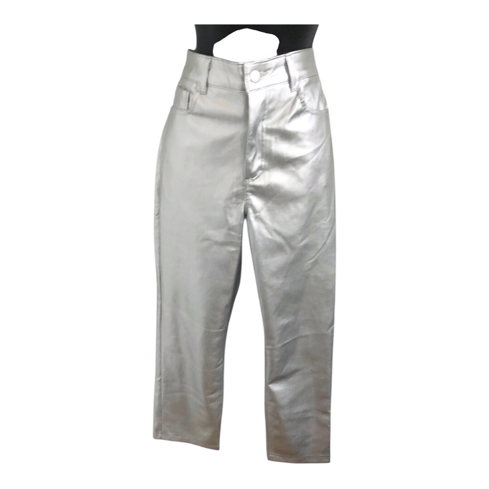 haute monde silver metallic pants size small brand new